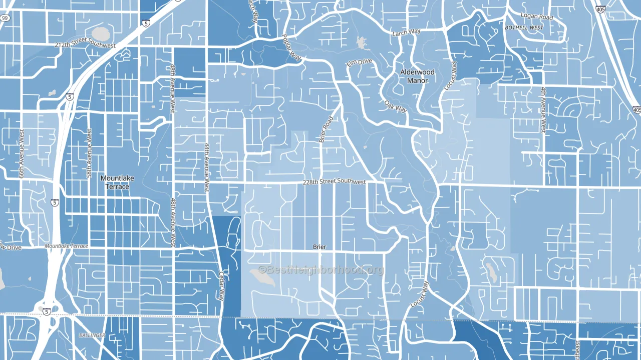 Brier, WA block-group political-lean map
