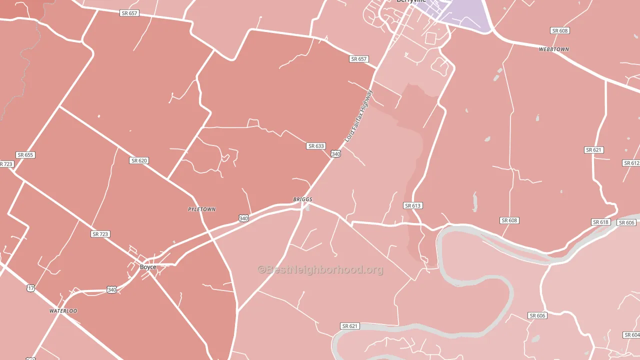 Briggs, VA block-group political-lean map