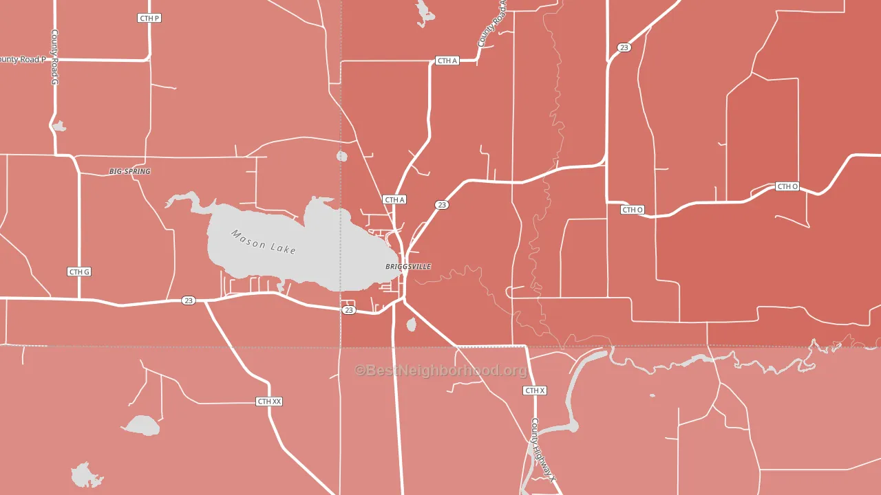 Briggsville, WI block-group political-lean map