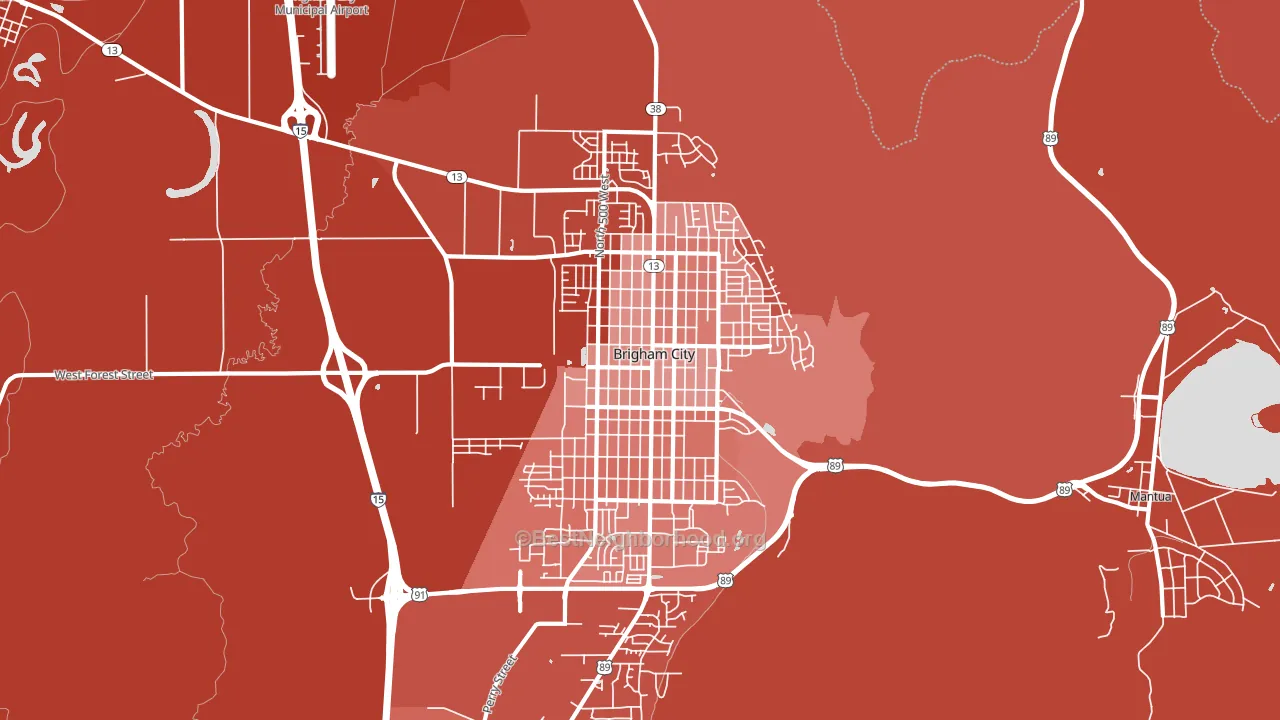 Brigham City, UT block-group political-lean map