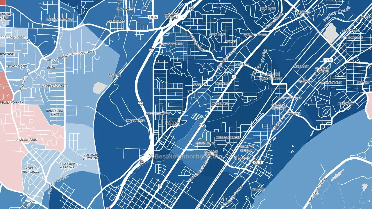 Brighton, AL block-group political-lean map