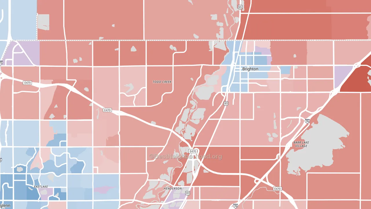 Brighton, CO block-group political-lean map