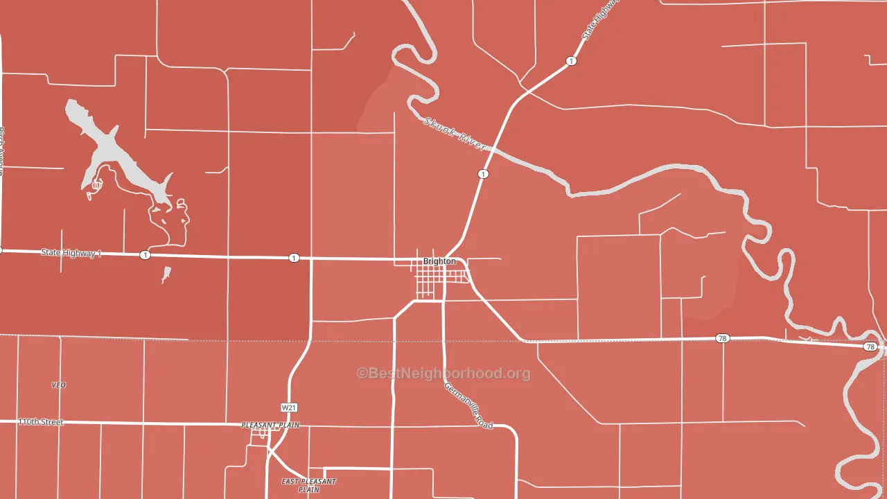 Brighton, IA block-group political-lean map
