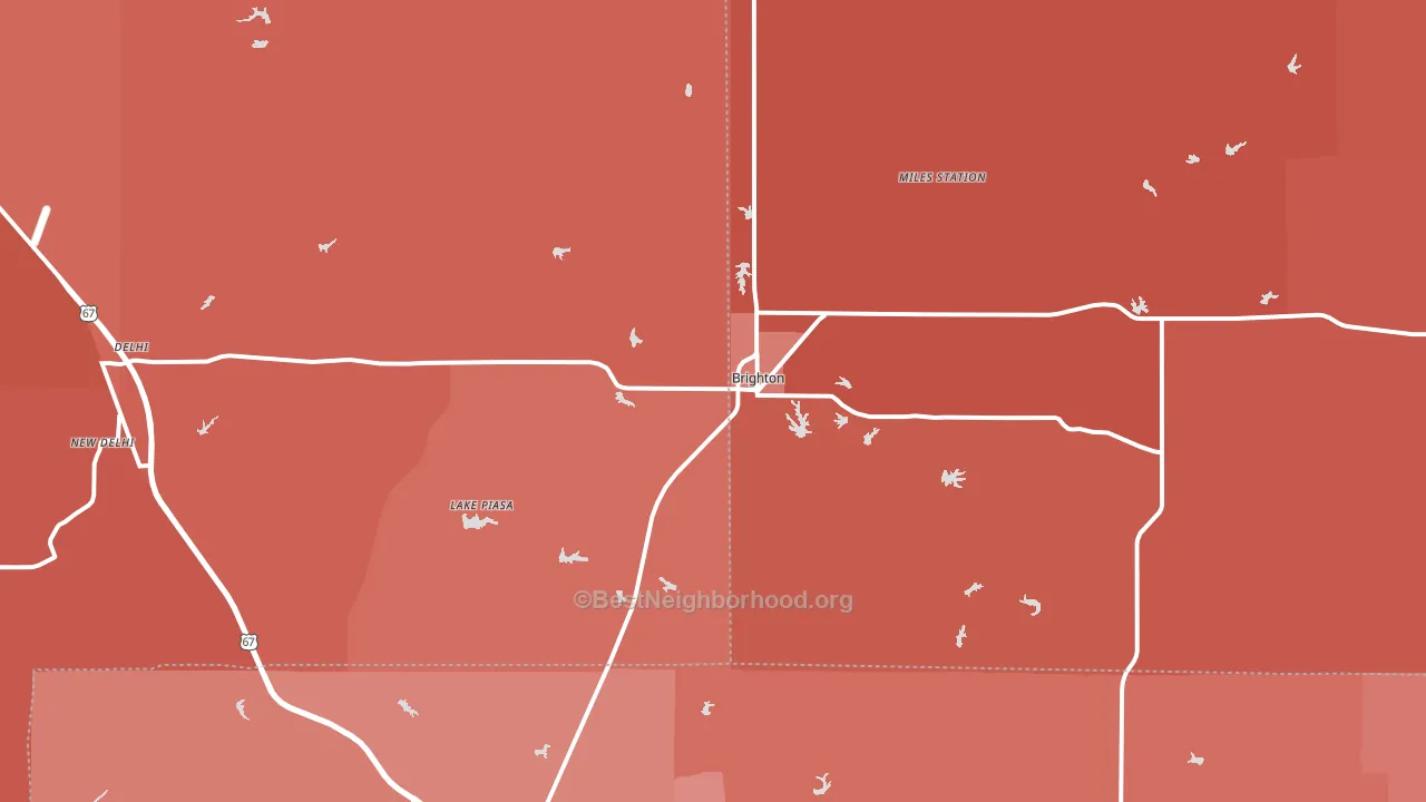 Brighton, IL block-group political-lean map