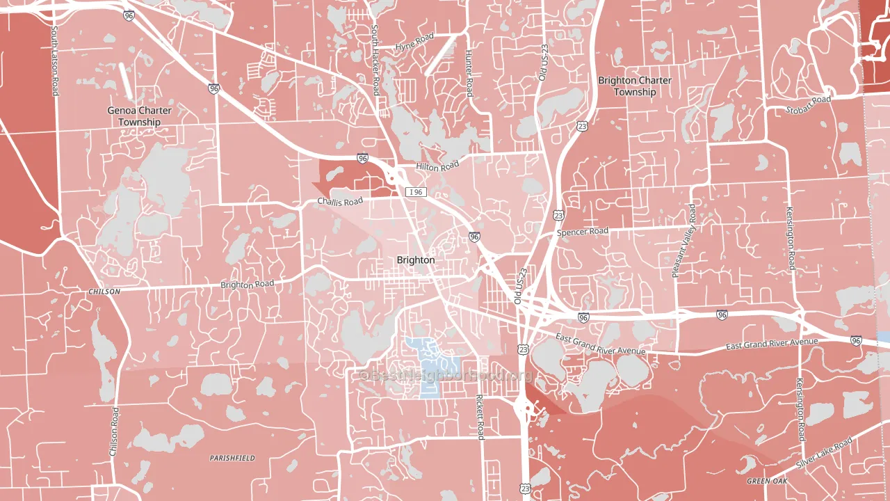 Brighton, MI block-group political-lean map