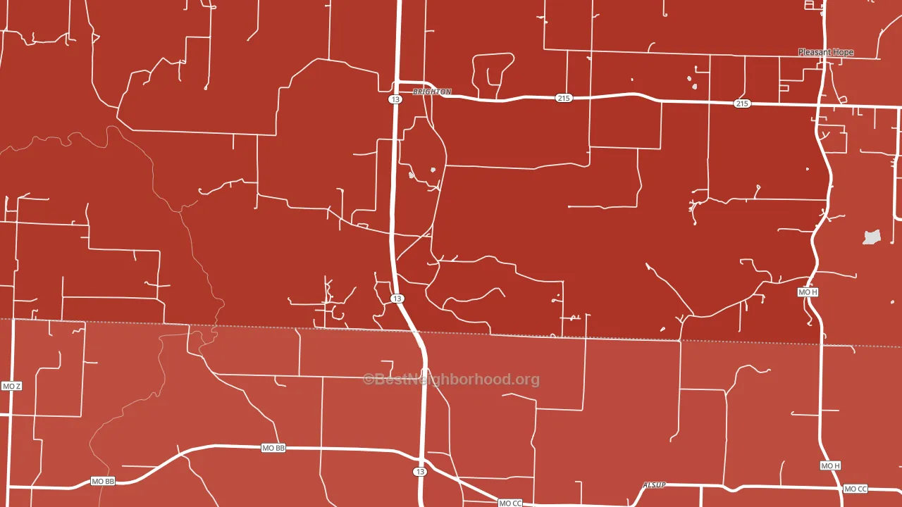 Brighton, MO block-group political-lean map