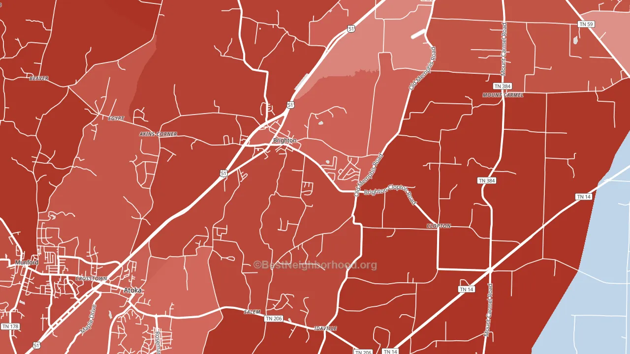 Brighton, TN block-group political-lean map