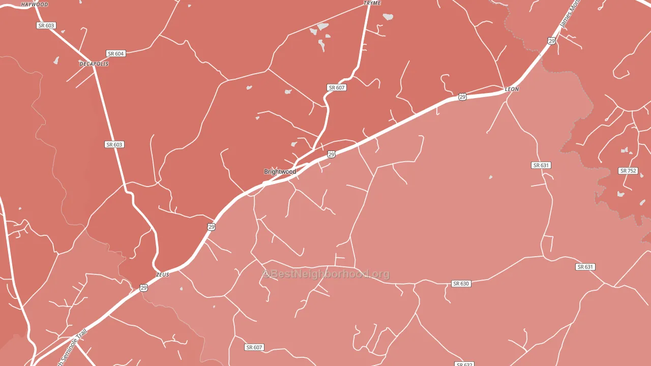 Brightwood, VA block-group political-lean map