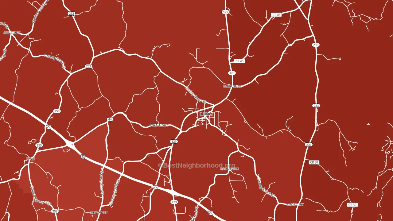 Brilliant, AL block-group political-lean map