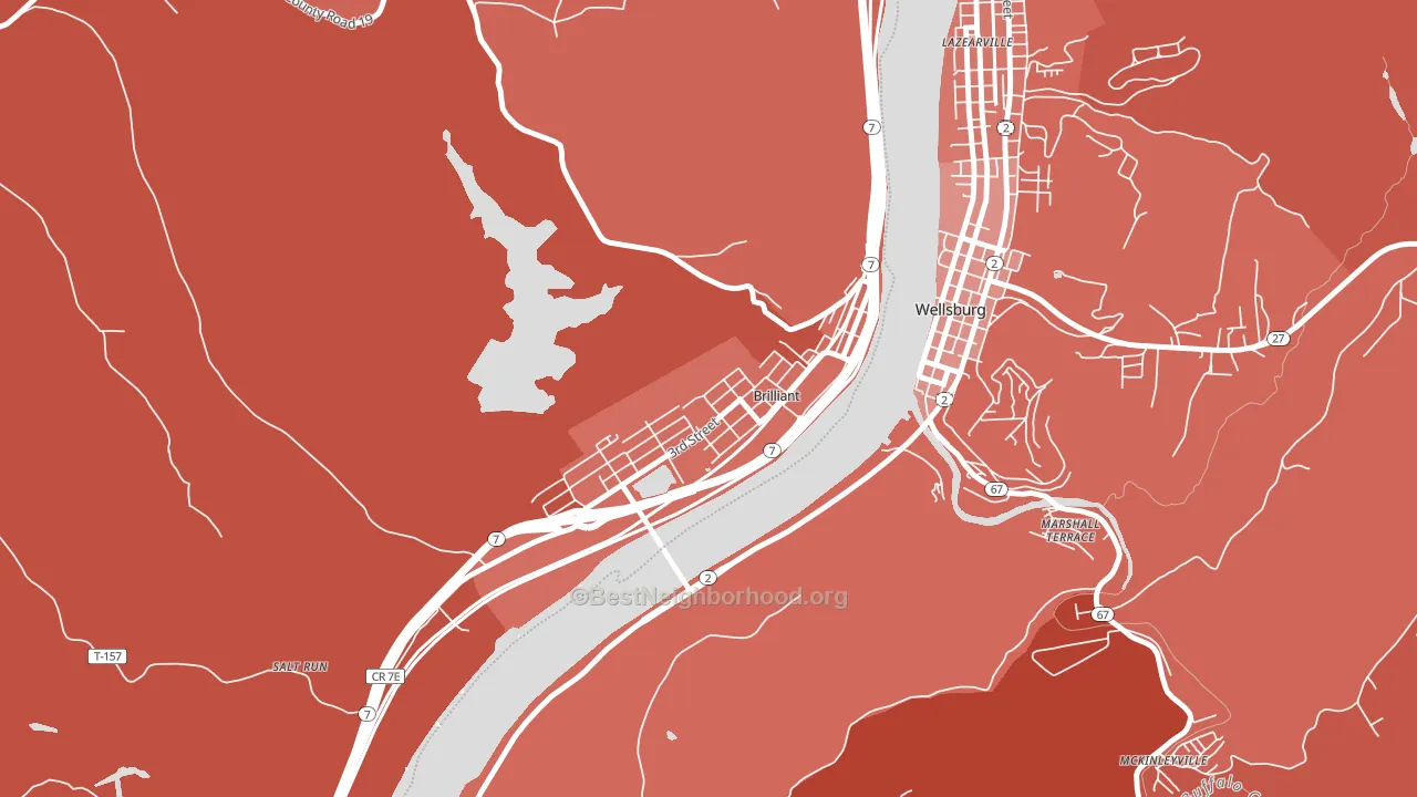 Brilliant, OH block-group political-lean map