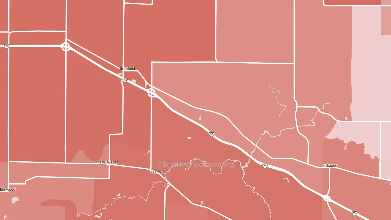 Brimfield, IL block-group political-lean map