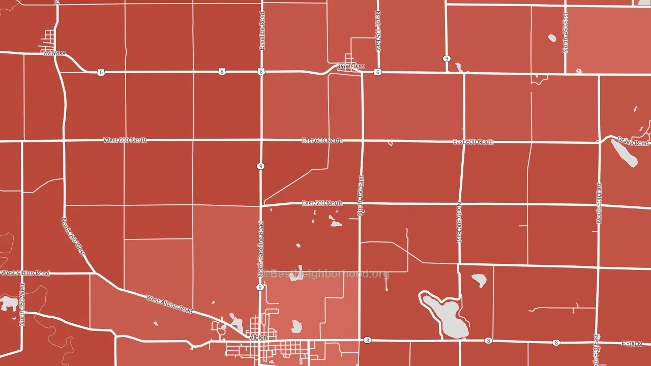 Brimfield, IN block-group political-lean map
