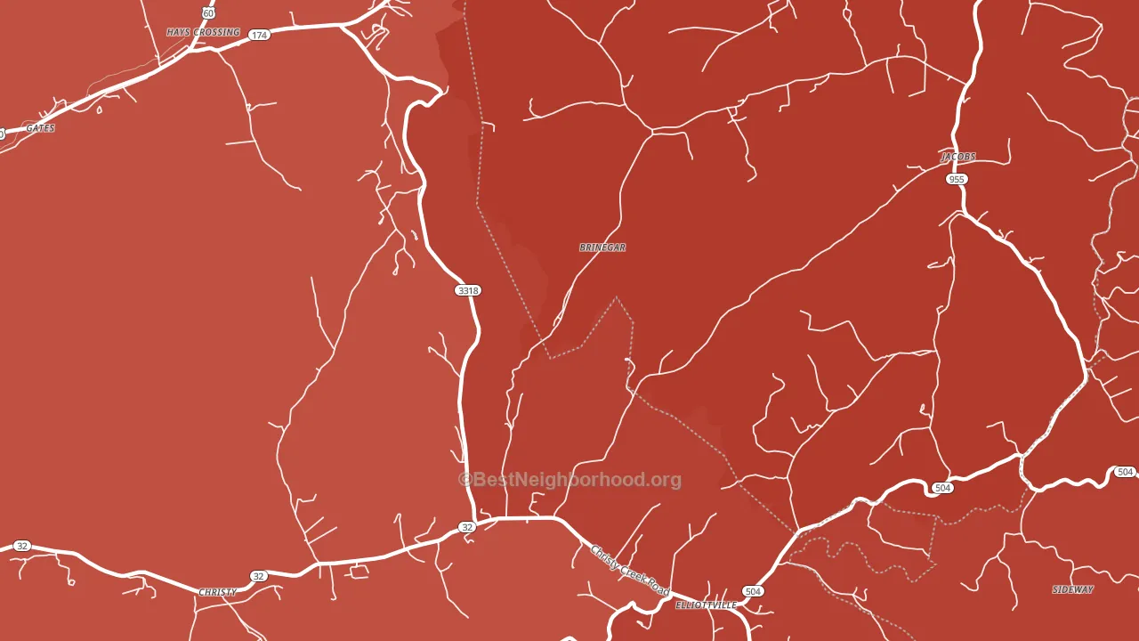 Brinegar, KY block-group political-lean map