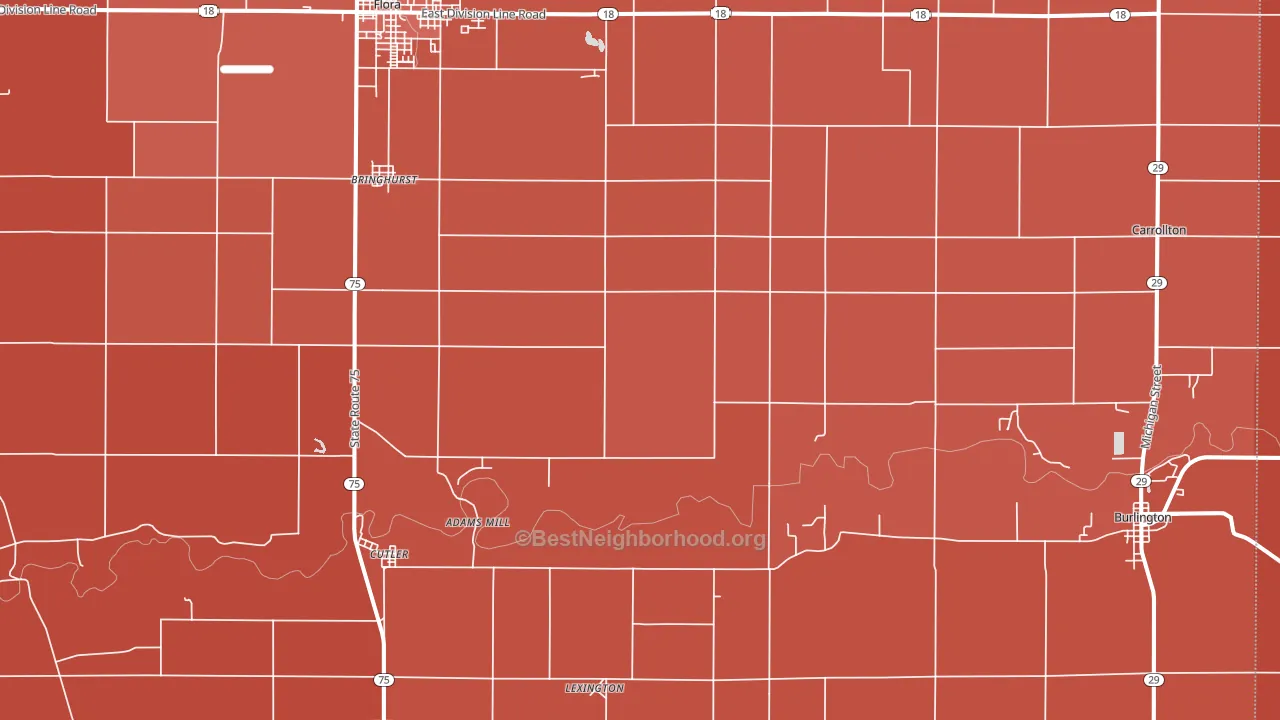Bringhurst, IN block-group political-lean map