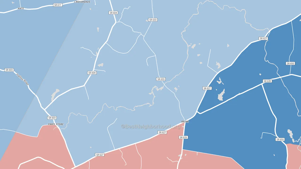 Brink, VA block-group political-lean map