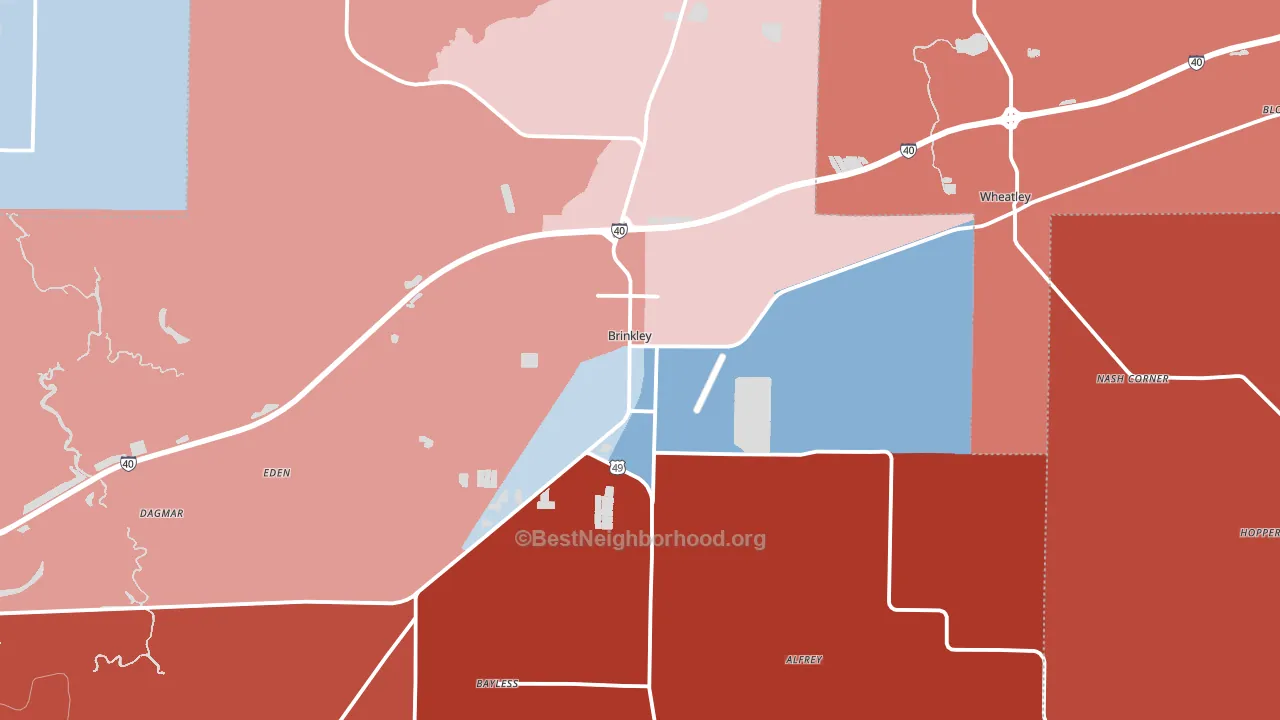 Brinkley, AR block-group political-lean map