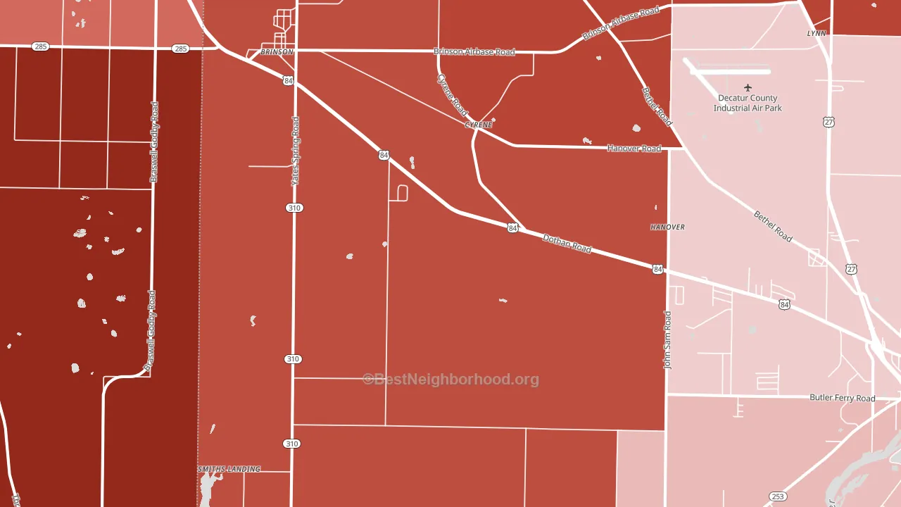 Brinson, GA block-group political-lean map
