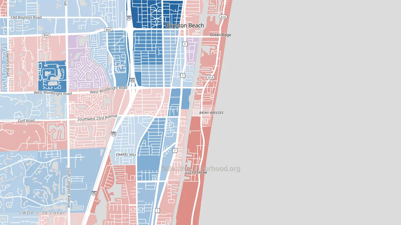 Briny Breezes, FL block-group political-lean map