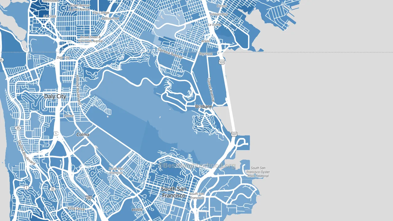 Brisbane, CA block-group political-lean map
