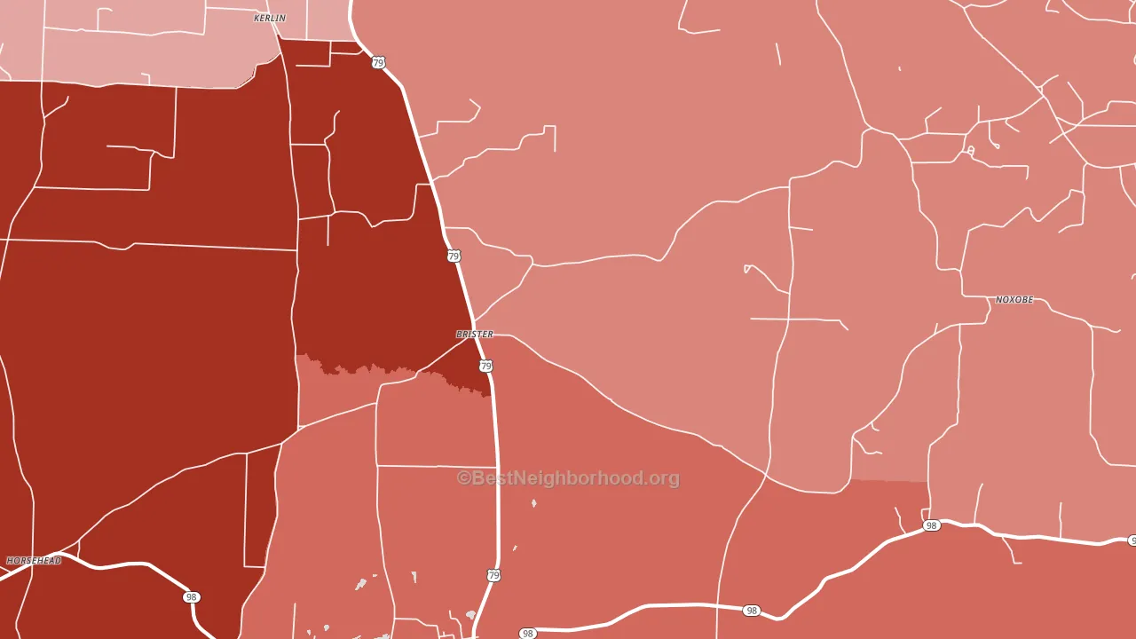 Brister, AR block-group political-lean map