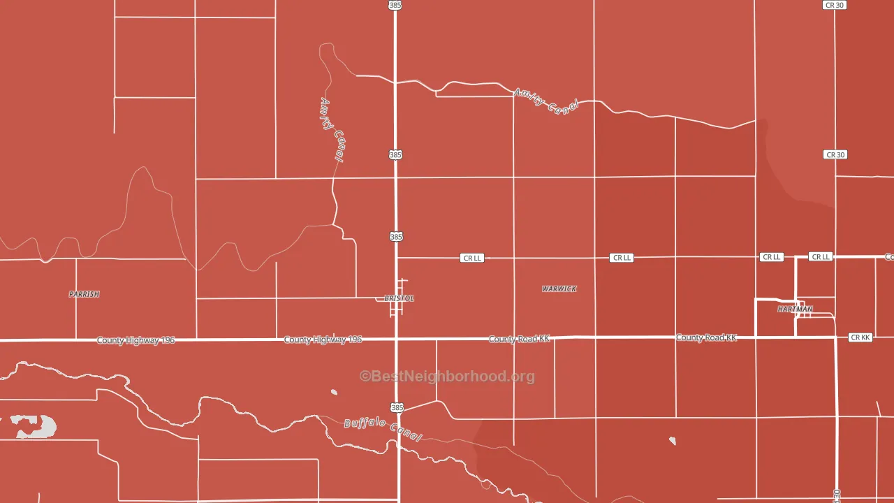Bristol, CO block-group political-lean map