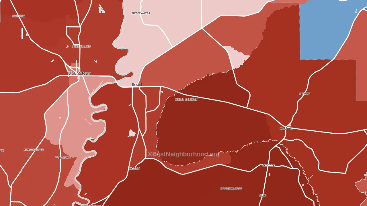 Bristol, FL block-group political-lean map