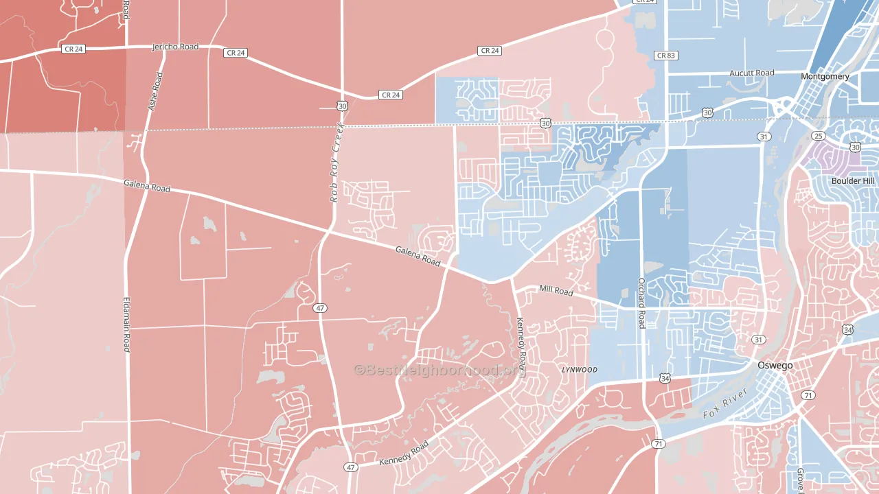 Bristol, IL block-group political-lean map