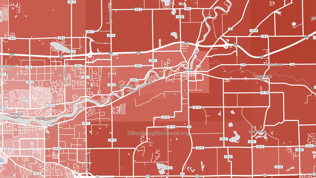 Bristol, IN block-group political-lean map