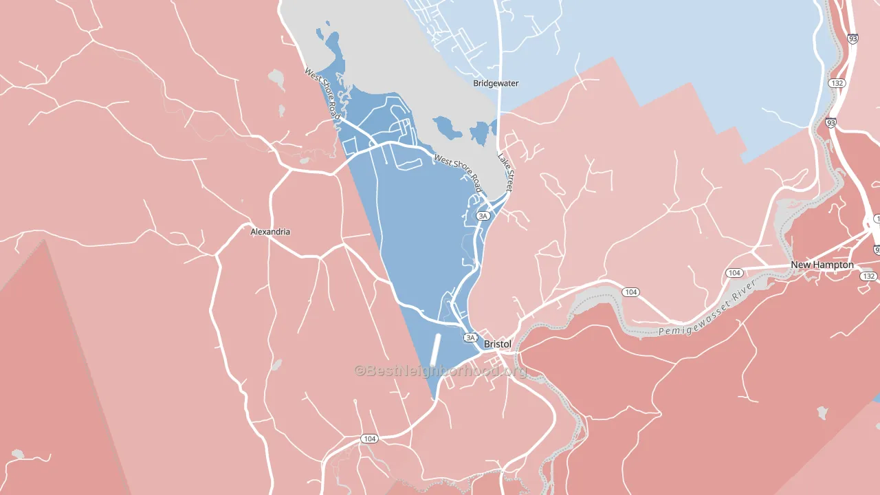 Bristol, NH block-group political-lean map