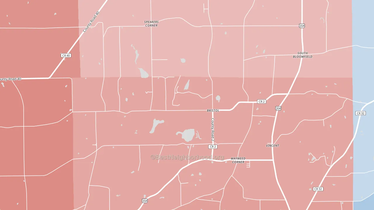 Bristol, NY block-group political-lean map