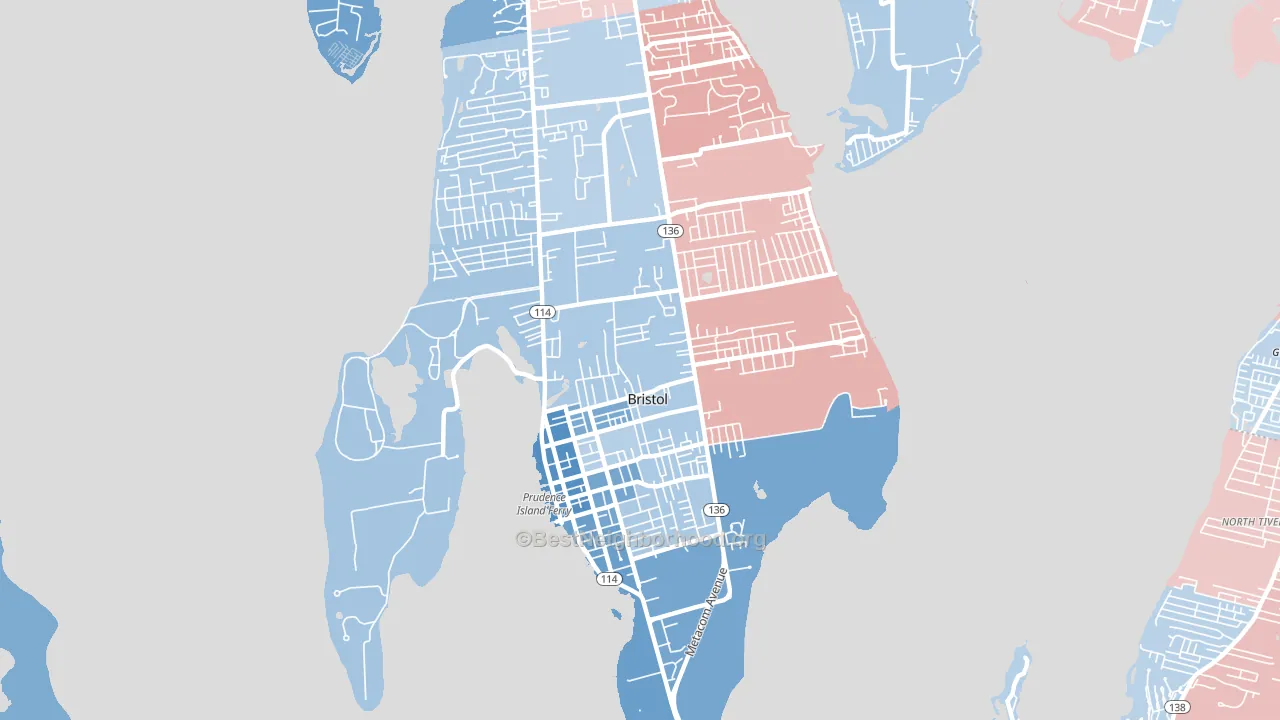 Bristol, RI block-group political-lean map