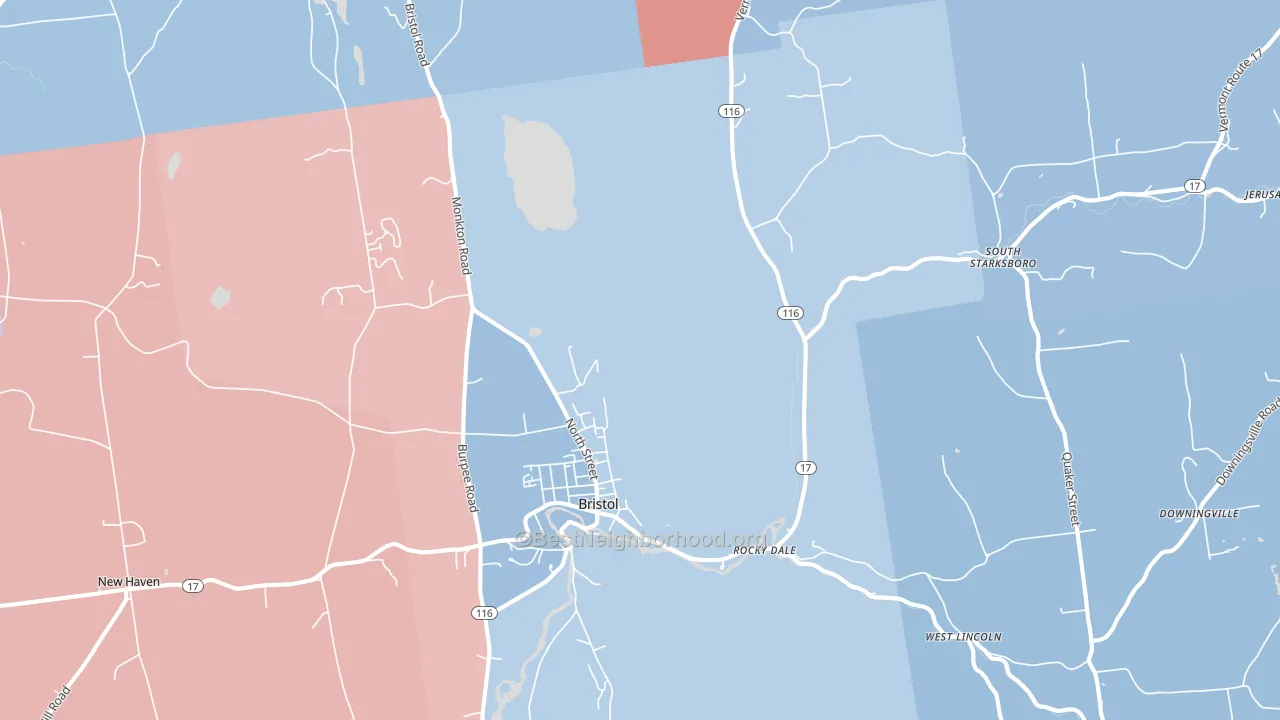 Bristol, VT block-group political-lean map