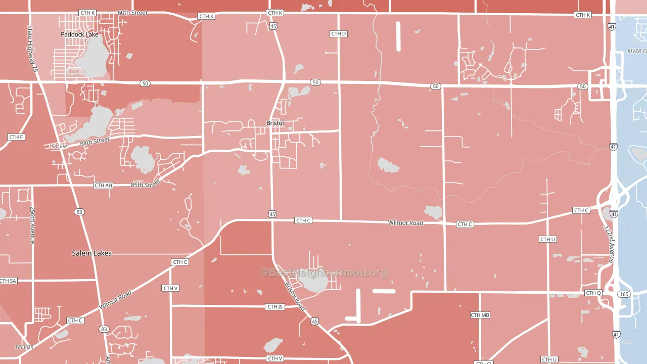 Bristol, WI block-group political-lean map