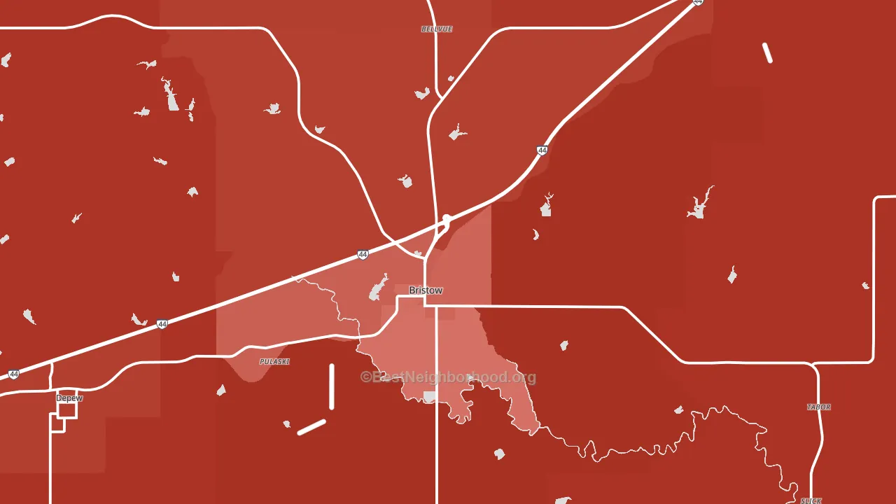 Bristow, OK block-group political-lean map