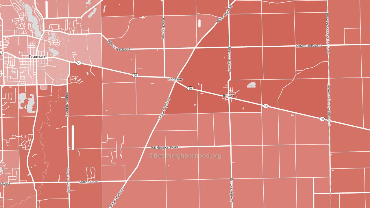Britton, MI block-group political-lean map