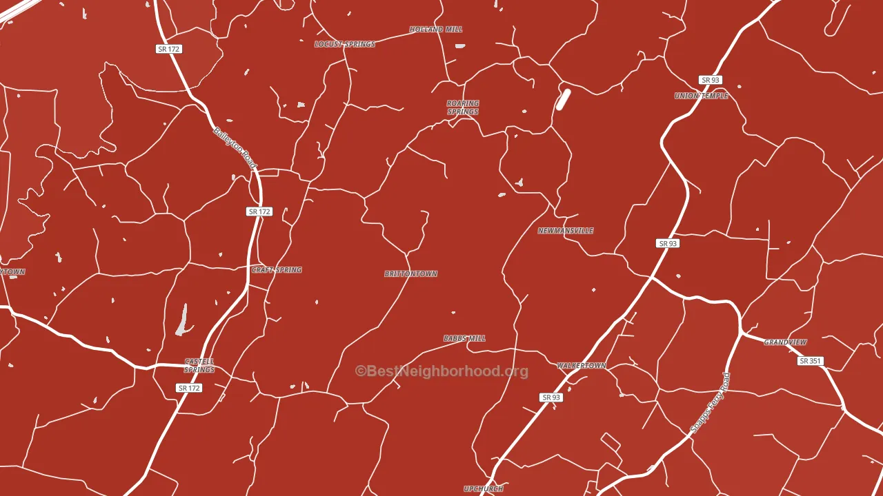 Brittontown, TN block-group political-lean map