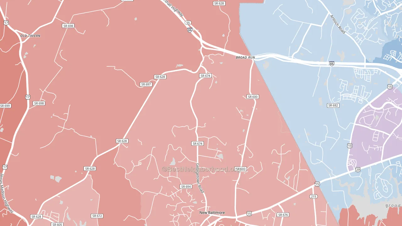 Broad Run, VA block-group political-lean map