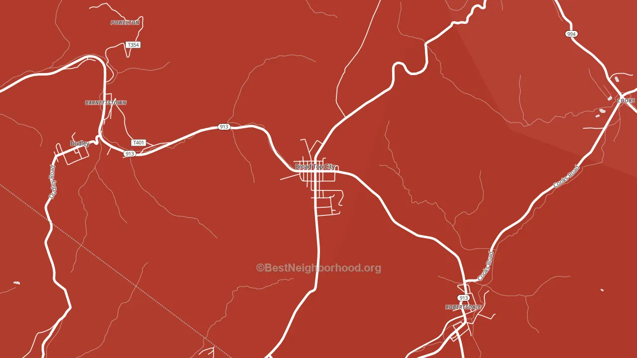 Broad Top City, PA block-group political-lean map