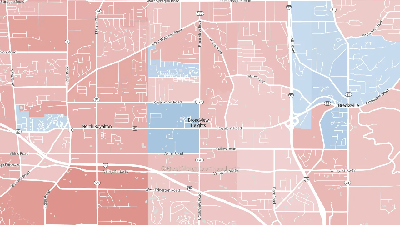 Broadview Heights, OH block-group political-lean map