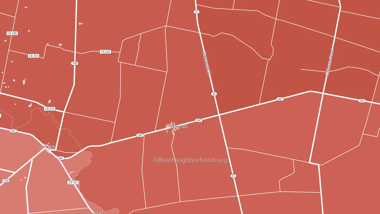 Broadway, OH block-group political-lean map