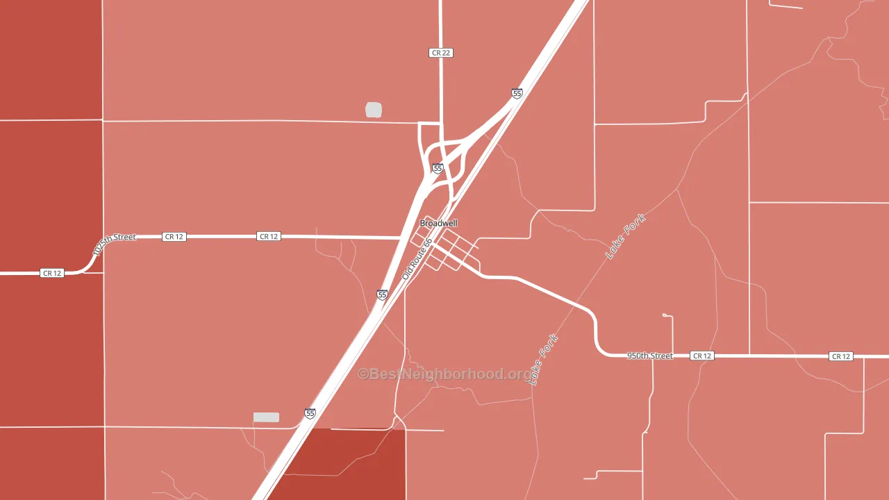 Broadwell, IL block-group political-lean map