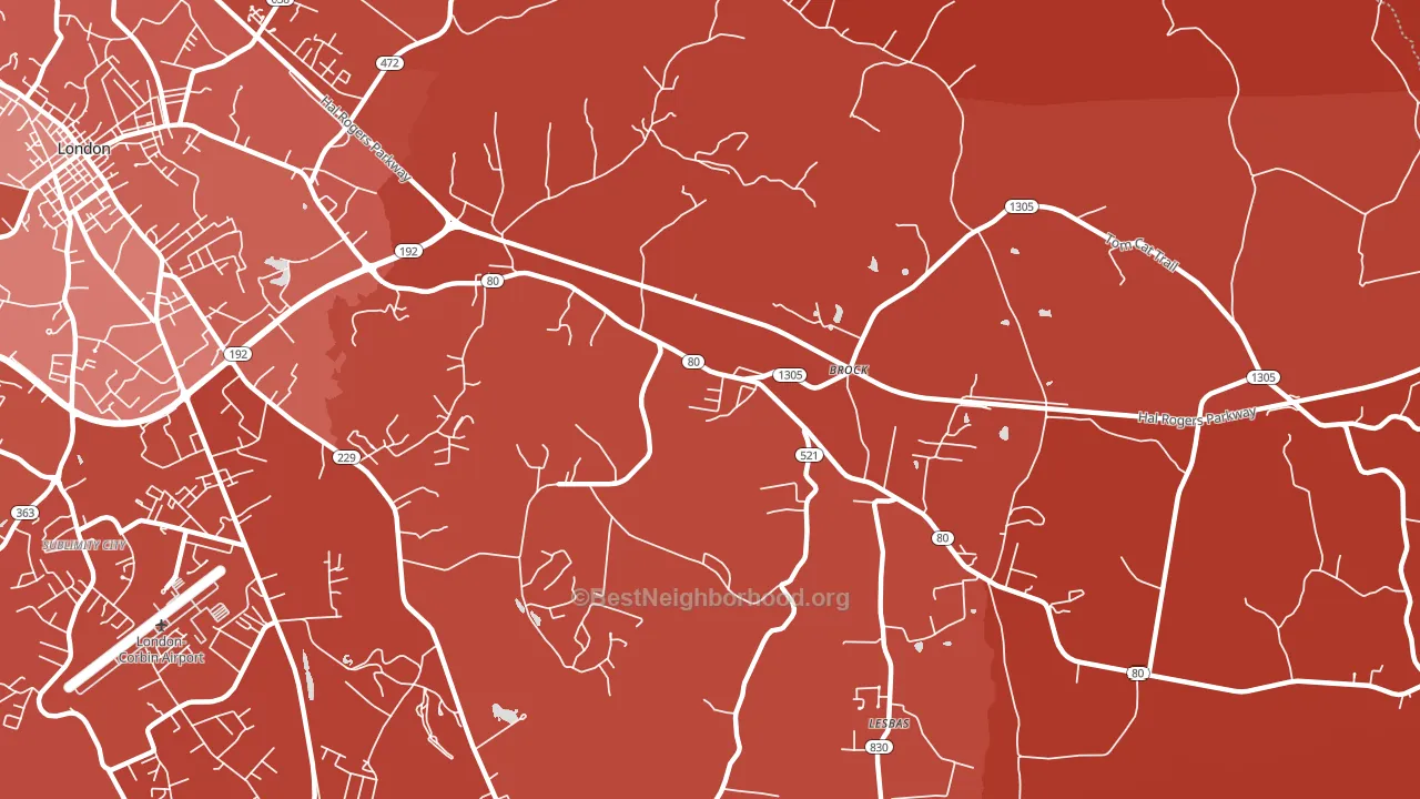 Brock, KY block-group political-lean map