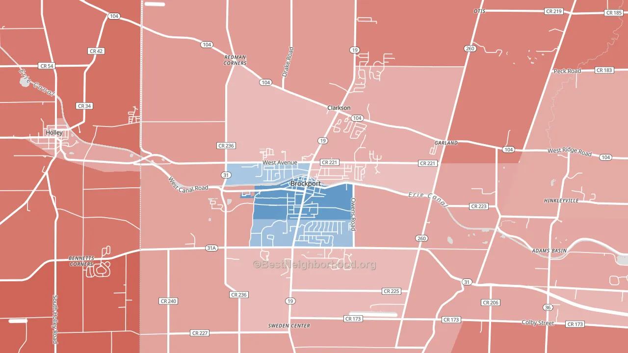 Brockport, NY block-group political-lean map