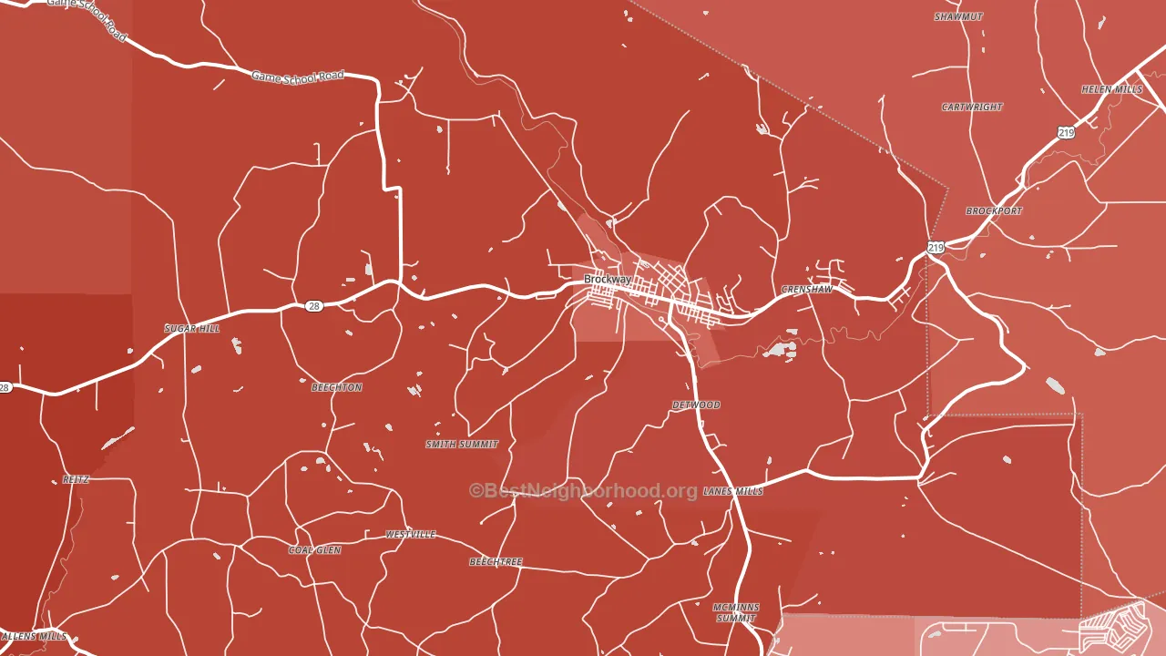 Brockway, PA block-group political-lean map