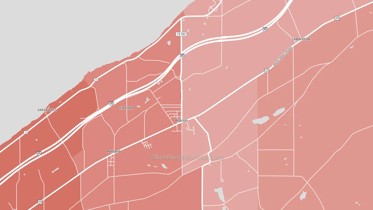 Brocton, NY block-group political-lean map