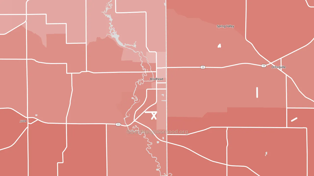 Brodhead, WI block-group political-lean map