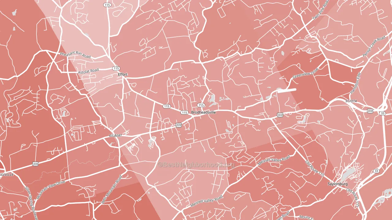 Brodheadsville, PA block-group political-lean map