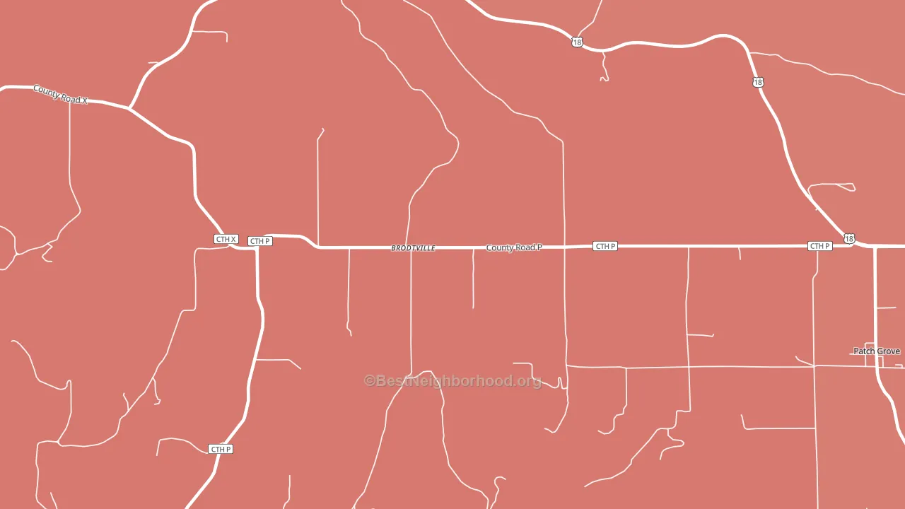Brodtville, WI block-group political-lean map