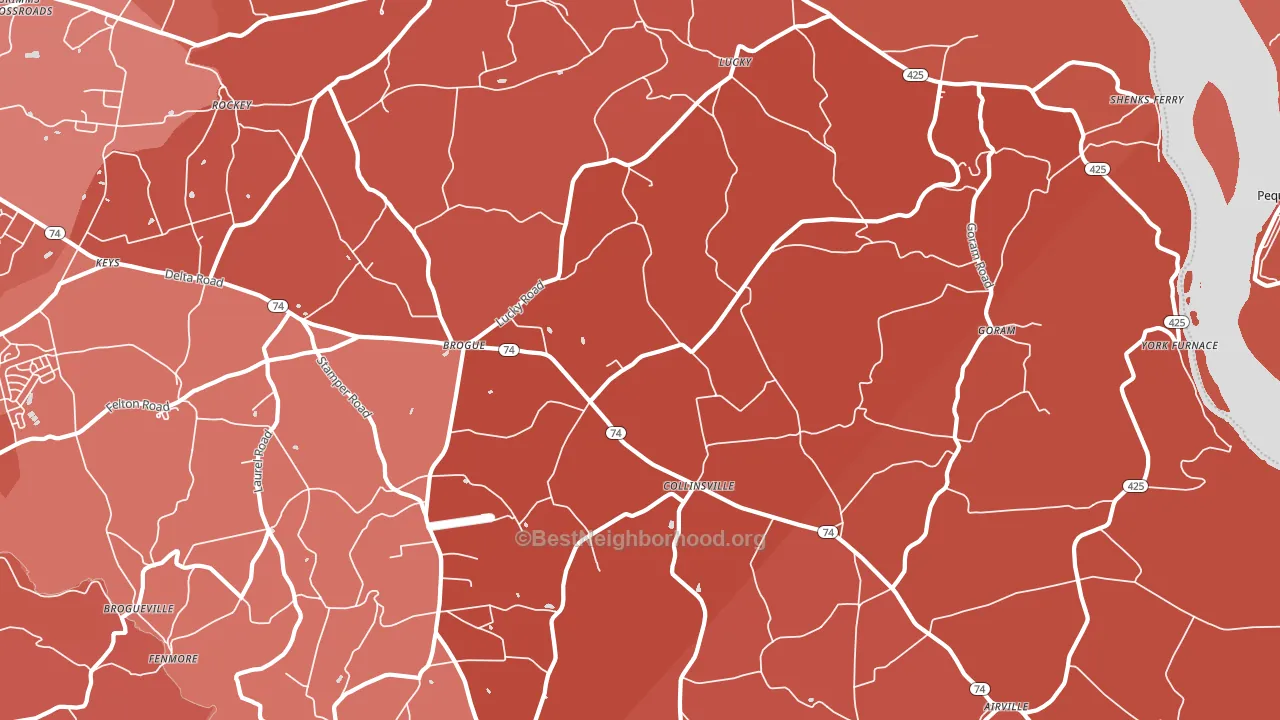 Brogue, PA block-group political-lean map