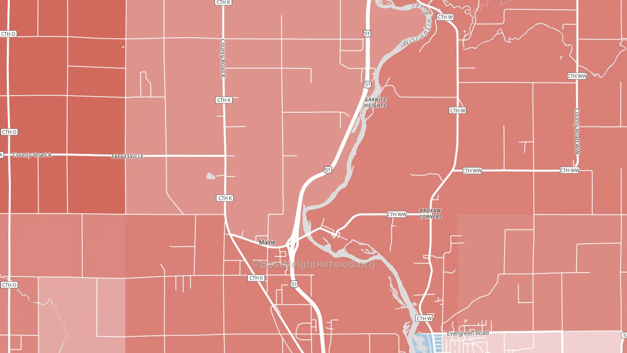 Brokaw, WI block-group political-lean map